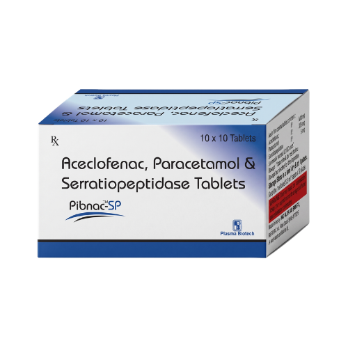 Pibnac-SP – Aceclofenac, Paracetamol and Serratiopeptidase Tablet by Plasma Biotech